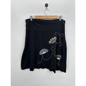 Synergy Floral Stitched Mini Skirt Women Sz L Boho Gypsy Earthy Fairy Y2K